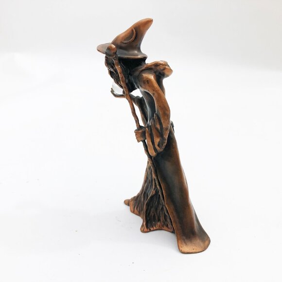 Wizard Merlin Bronze Statue Figurine 6" w/Crystal Ball Heavy 2.25Lb - Picture 2 of 9